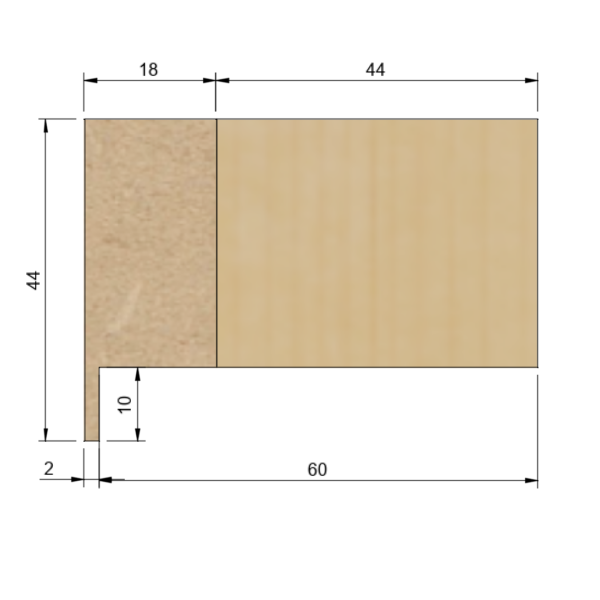 Prefab MDF Retombée voor spanplafond 4,4x244cm